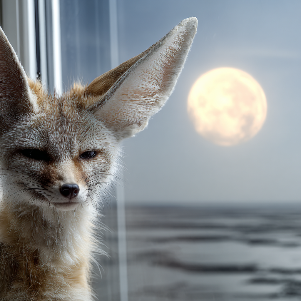 Fennefox Mit Grosser Ohren Und Schlaü Aussicht Unter Mondlicht | Safari und Wildtiere | Tiere