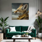 Fox Portrait Mit Goldenem Schal Im Moody Hintergrund