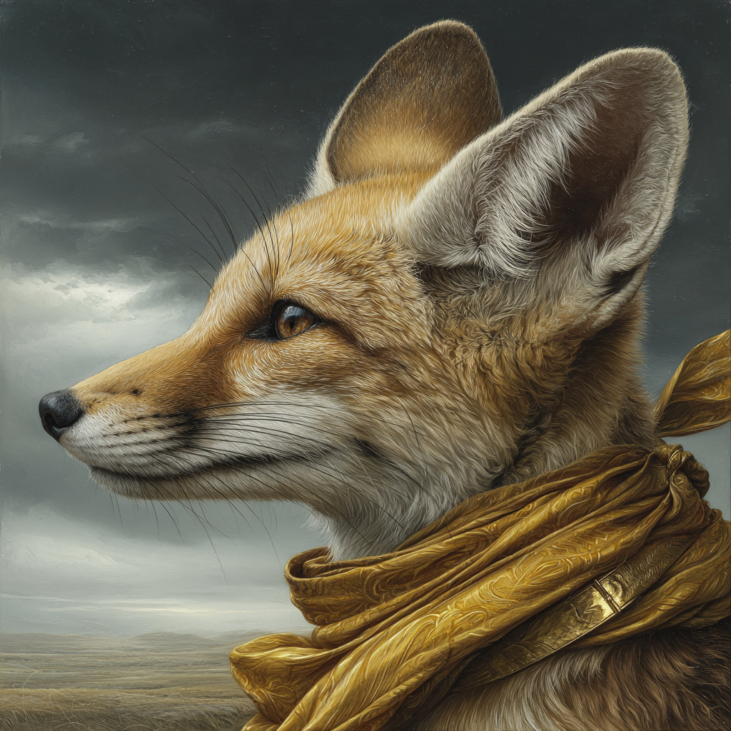 Fox Portrait Mit Goldenem Schal Im Moody Hintergrund | Safari und Wildtiere | Tiere