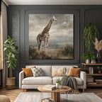 Giraffe Im Landscape Mit Wolkigem Himmel Kunstmalerei