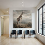 Giraffe Im Landscape Mit Wolkigem Himmel Kunstmalerei