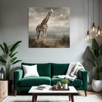 Giraffe Im Landscape Mit Wolkigem Himmel Kunstmalerei