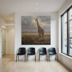 Giraffe In Einer Grünen Landschaft Unter Einem Wolkigen Himmel
