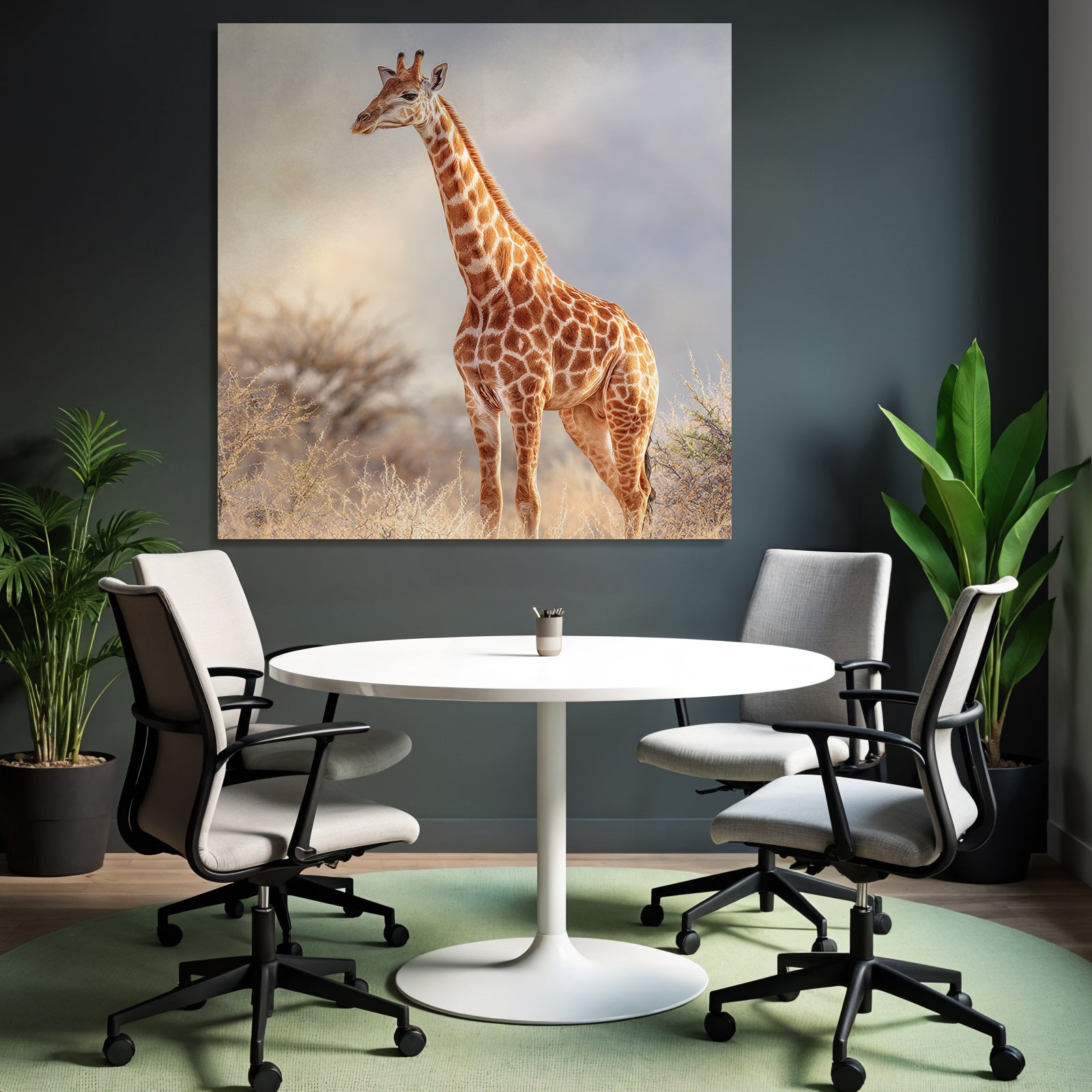 Giraffe Langhals Mit Geflecktem Fell In Der Savanne