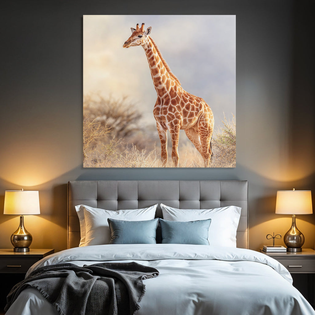 Giraffe Langhals Mit Geflecktem Fell In Der Savanne