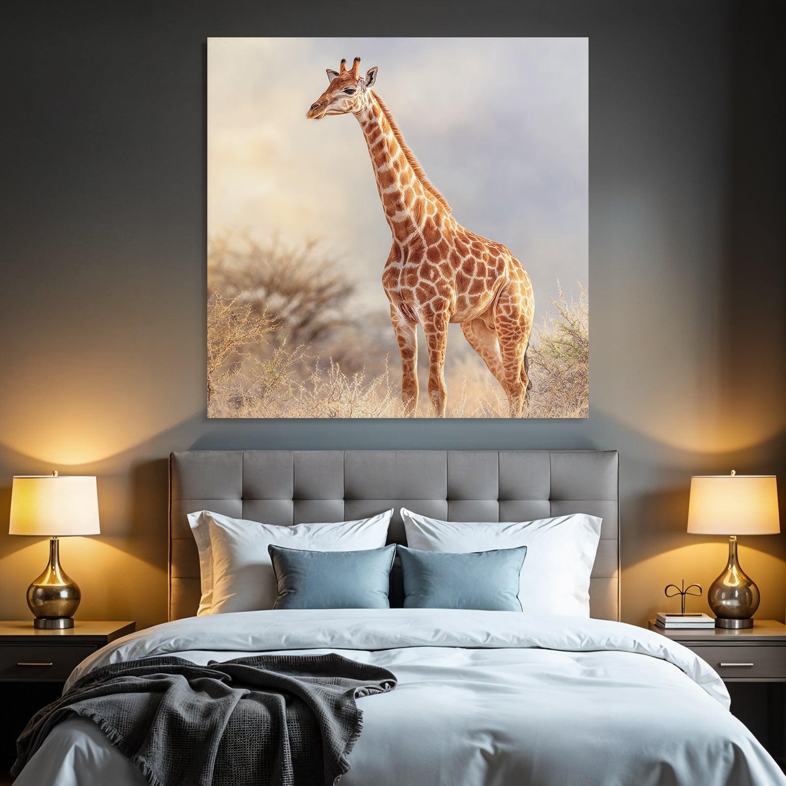 Giraffe Langhals Mit Geflecktem Fell In Der Savanne