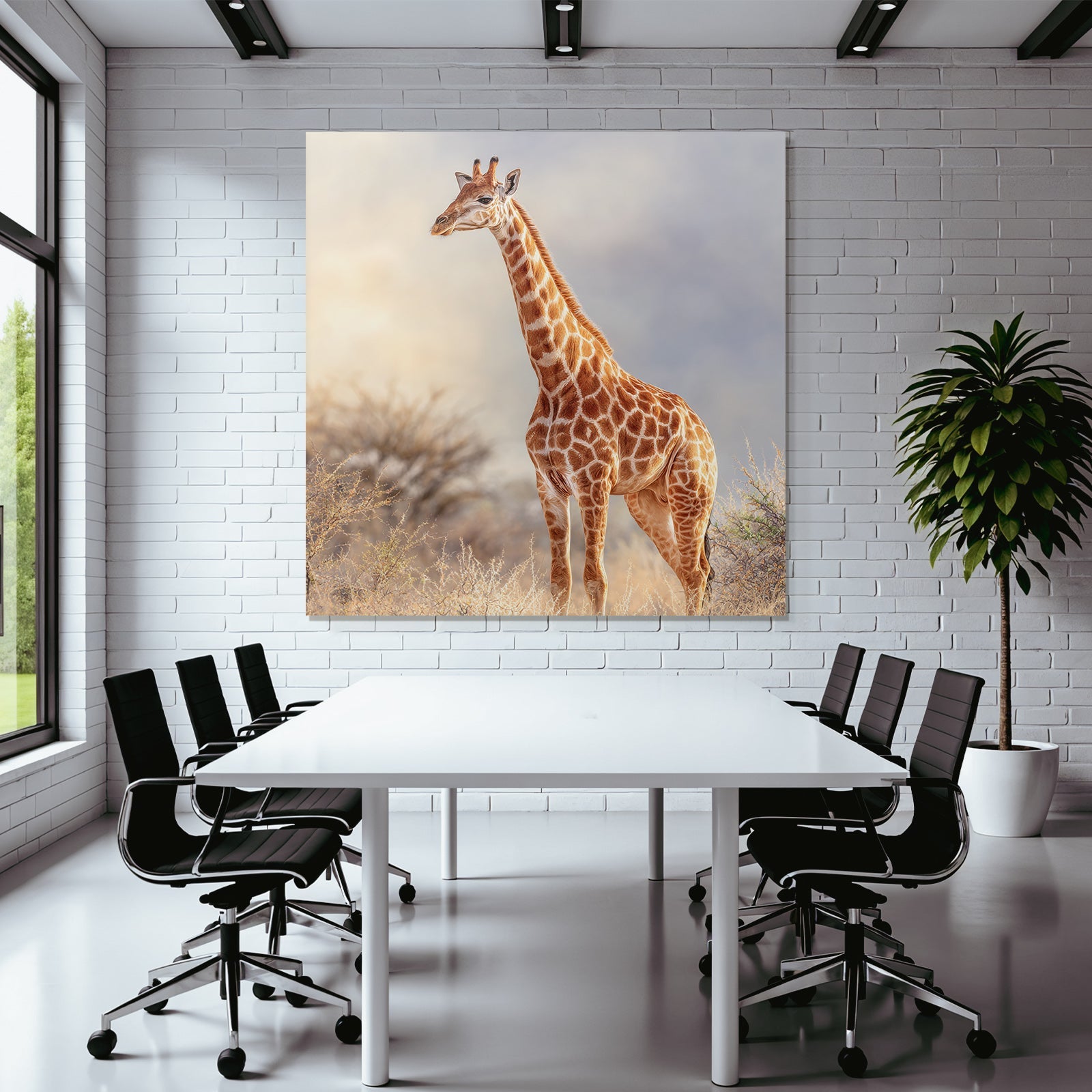 Giraffe Langhals Mit Geflecktem Fell In Der Savanne