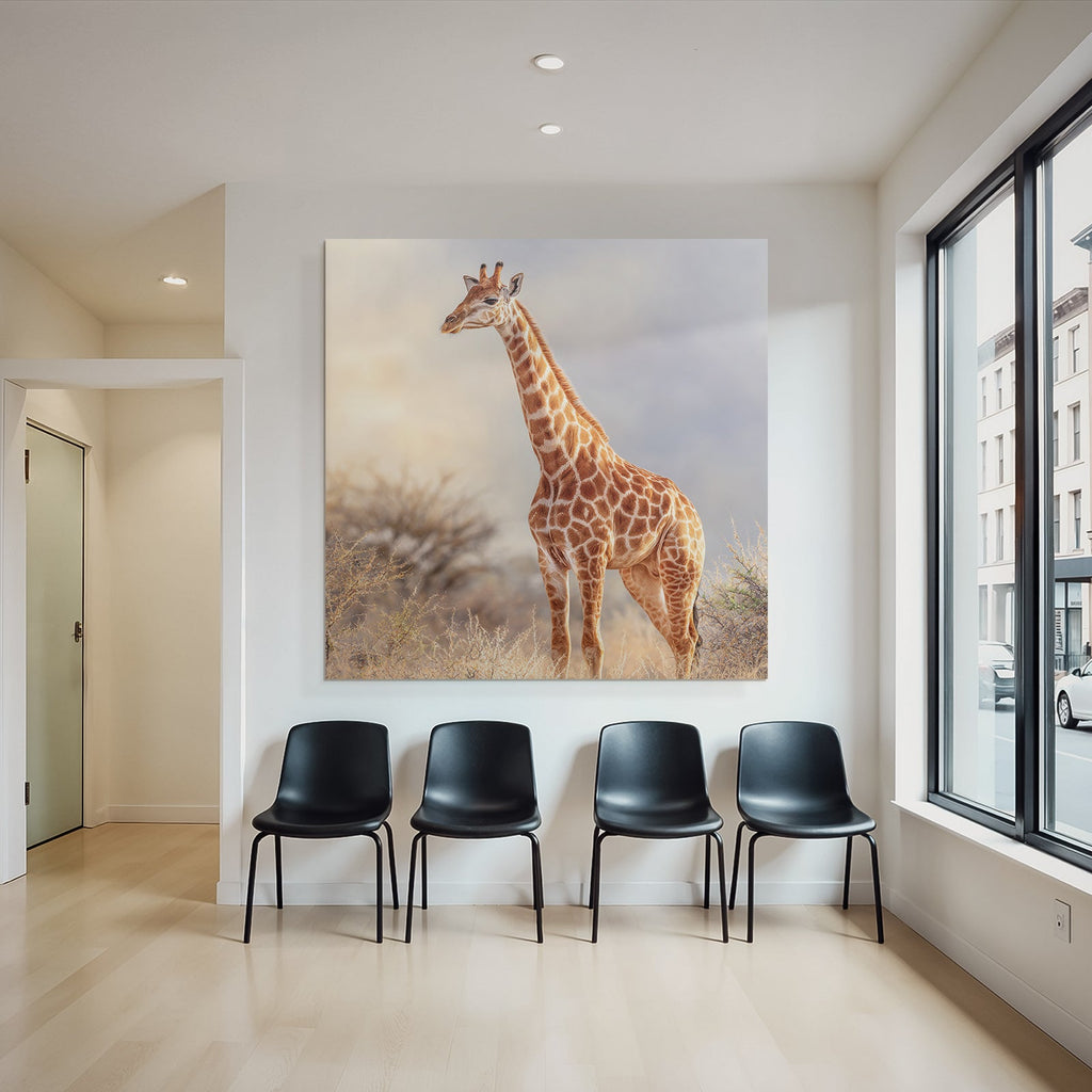 Giraffe Langhals Mit Geflecktem Fell In Der Savanne