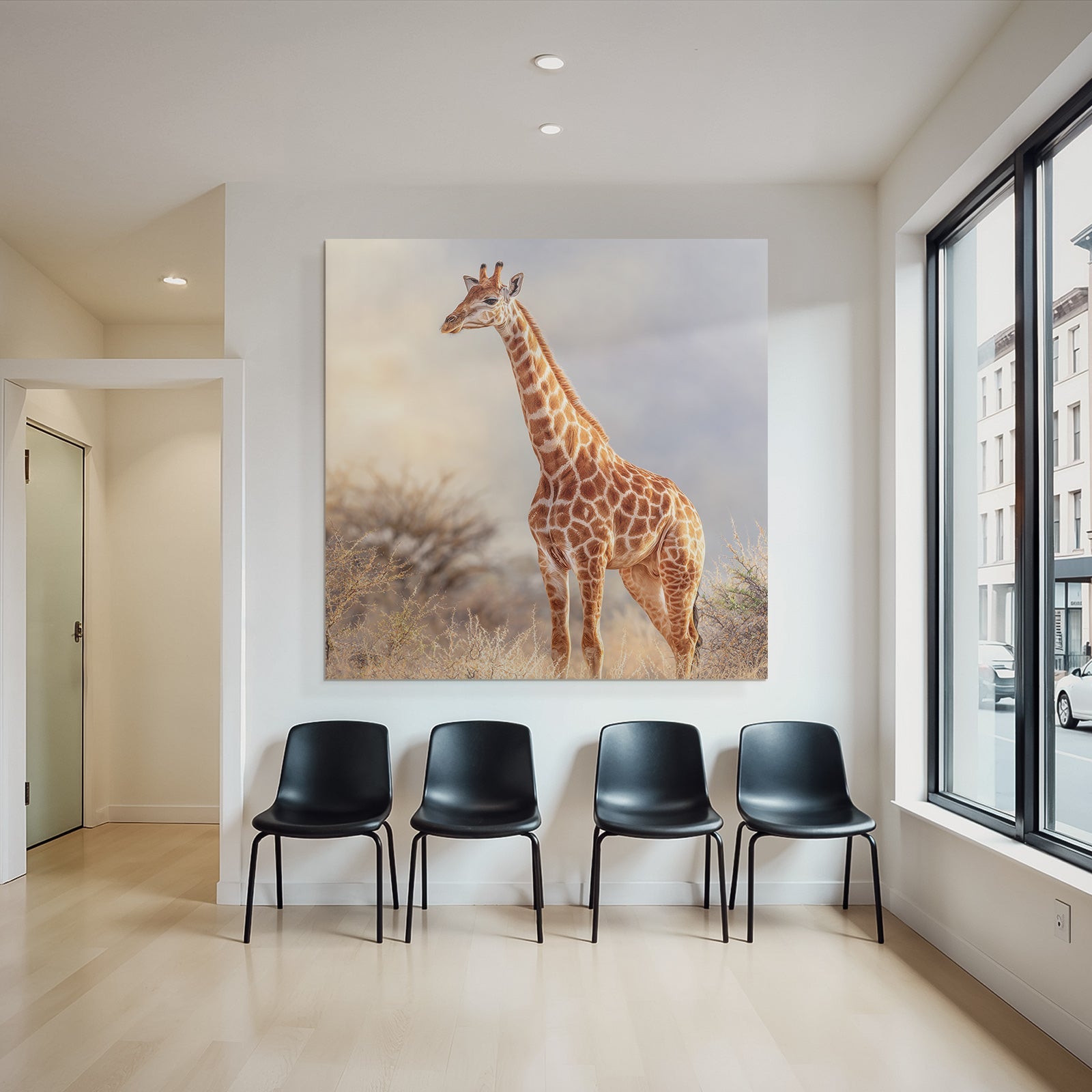 Giraffe Langhals Mit Geflecktem Fell In Der Savanne