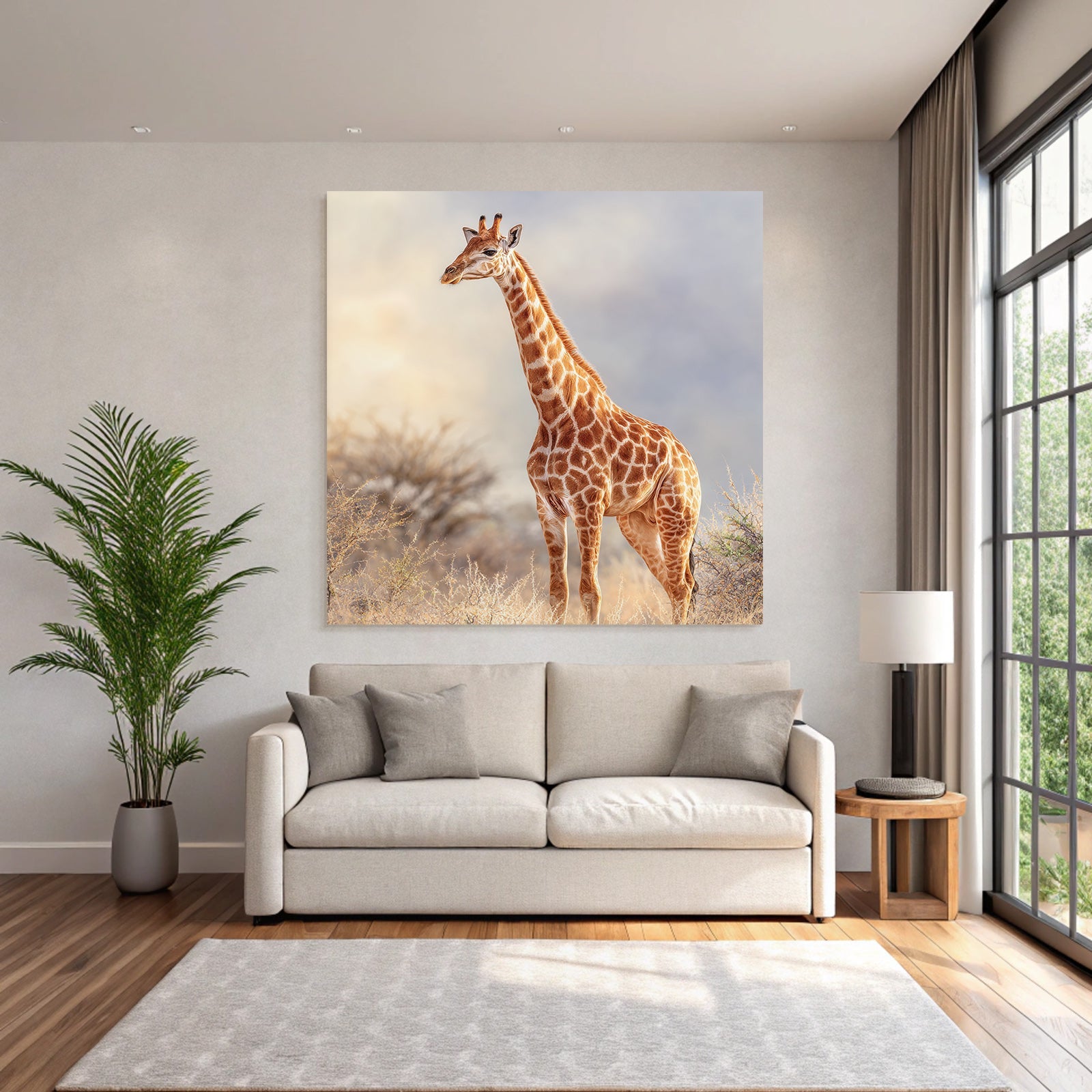 Giraffe Langhals Mit Geflecktem Fell In Der Savanne