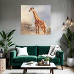 Giraffe Langhals Mit Geflecktem Fell In Der Savanne