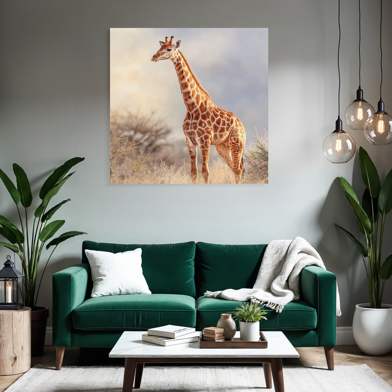 Giraffe Langhals Mit Geflecktem Fell In Der Savanne