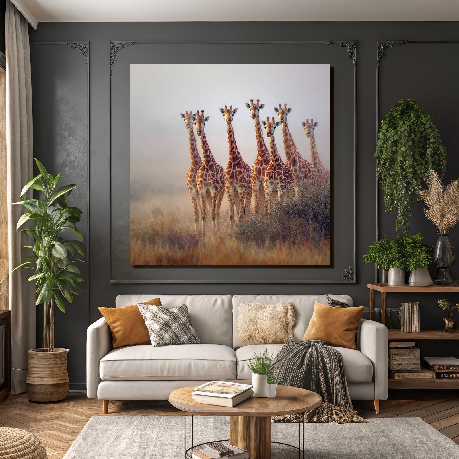 Giraffen Im Natur Mit Hintergrund Ansicht