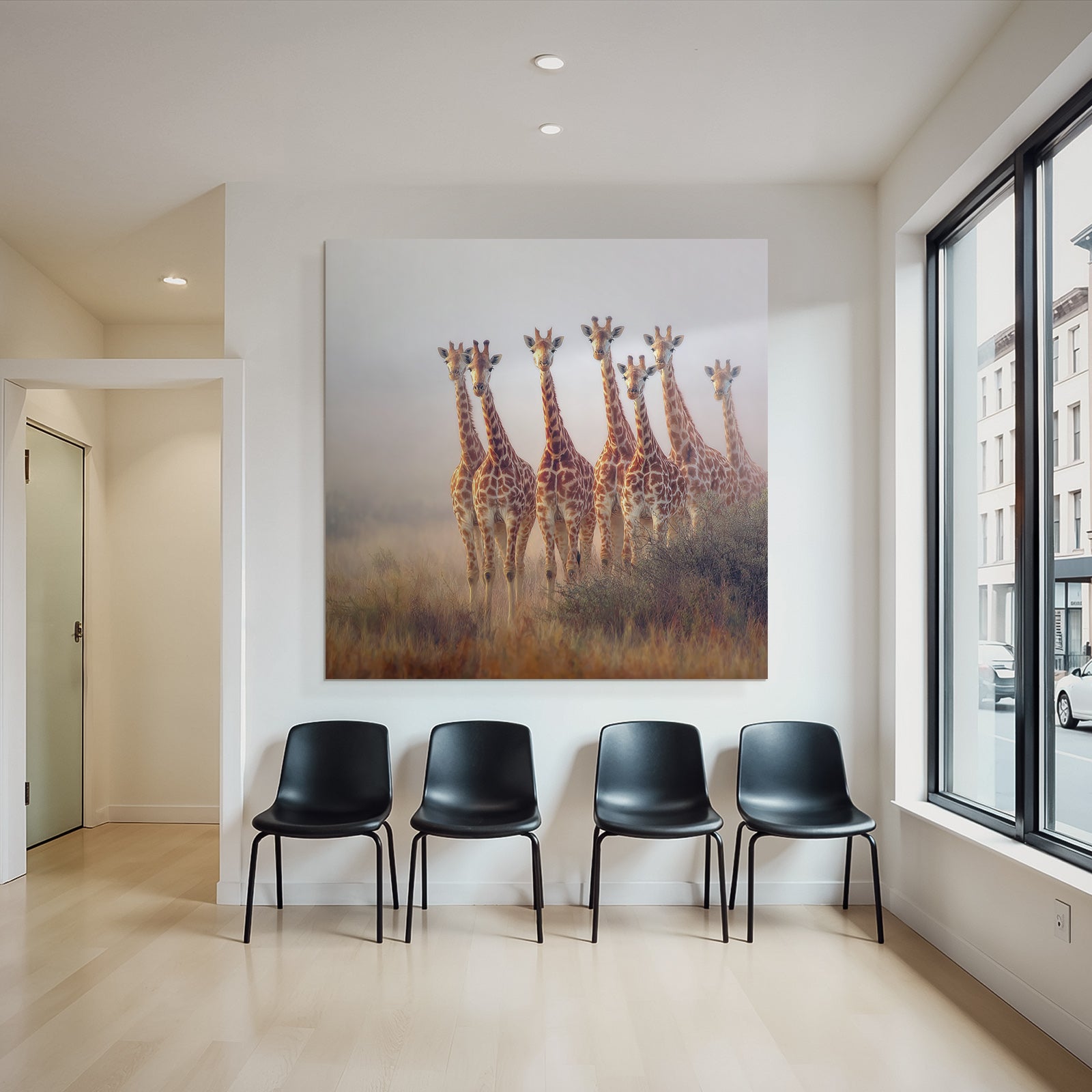Giraffen Im Natur Mit Hintergrund Ansicht