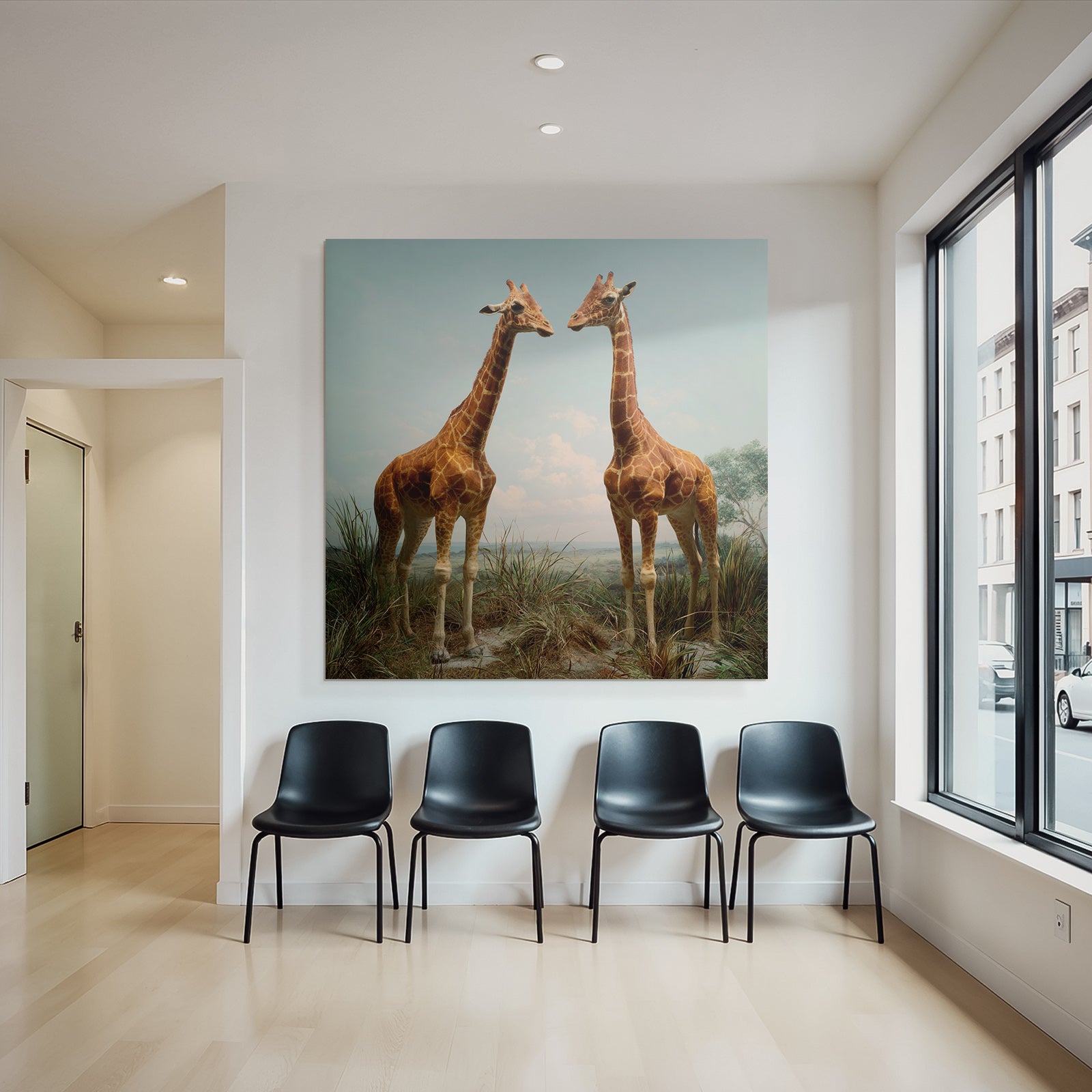 Giraffen Im Savannenlandschaft