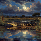 Krokodil Am Wasser Mondschein Reflexionen In Der Natur | Safari und Wildtiere | Tiere