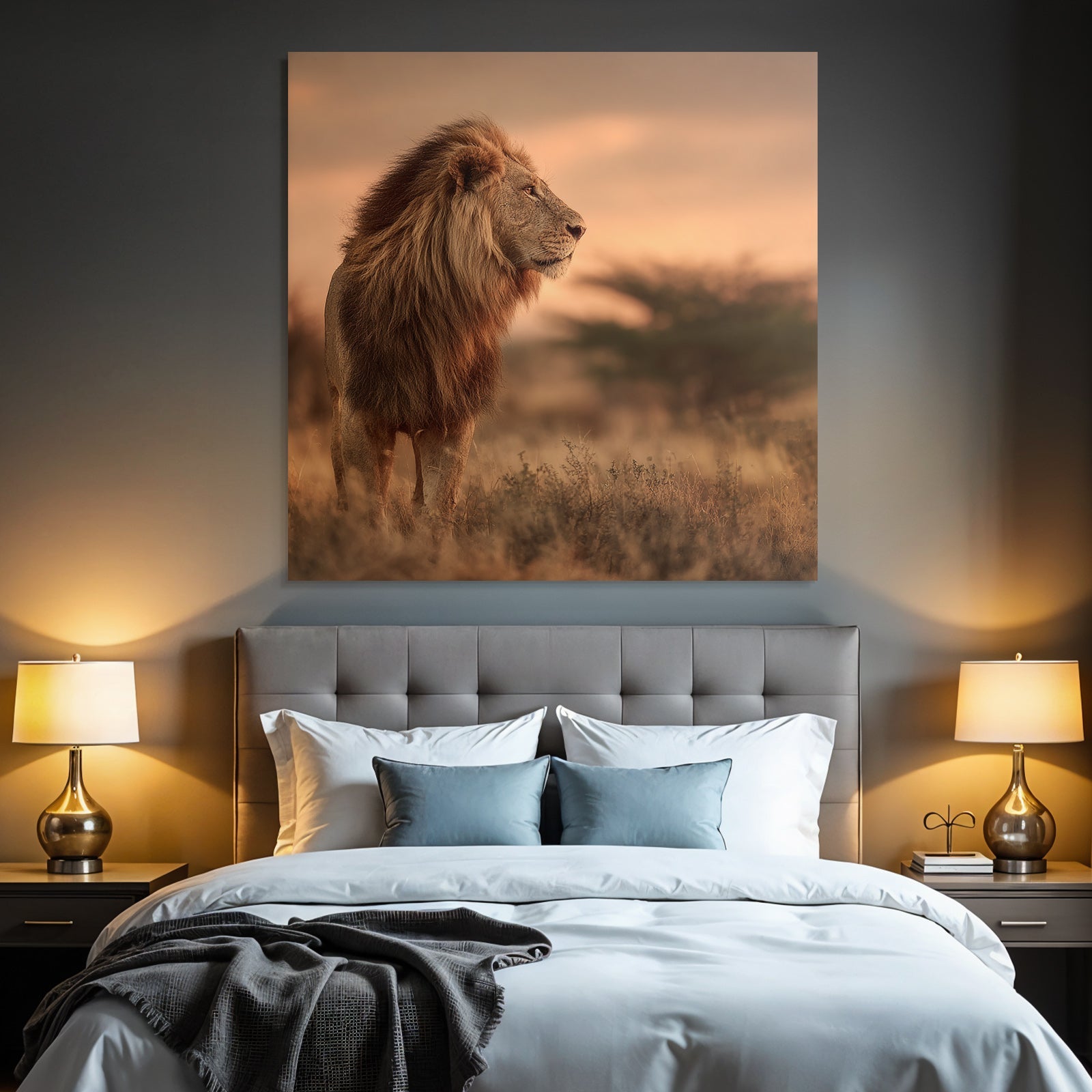 Lion Im Licht Der Sonnenuntergangs