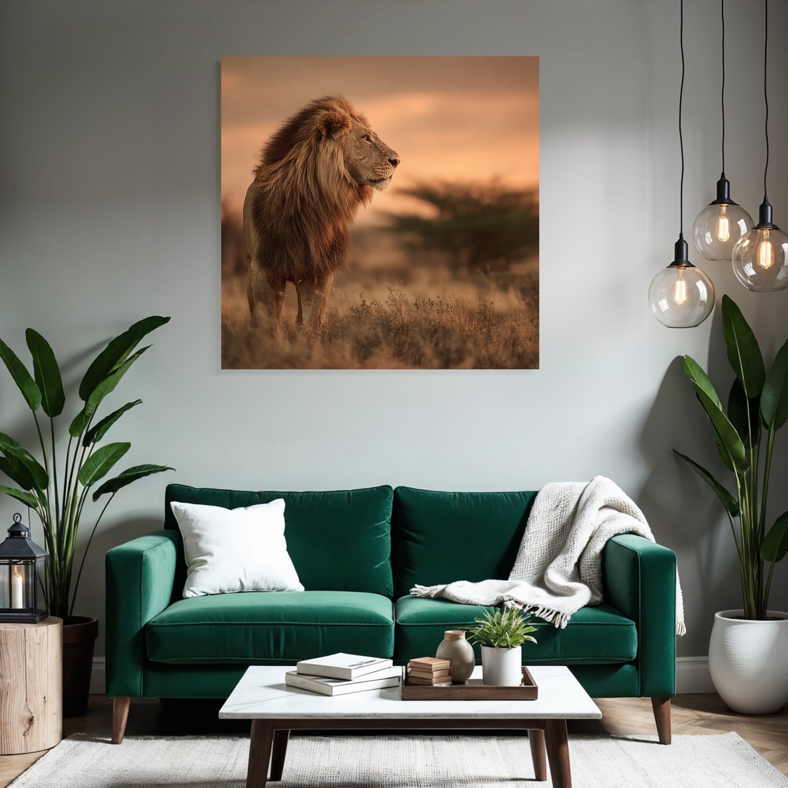 Lion Im Licht Der Sonnenuntergangs