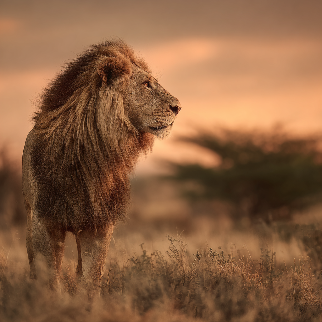 Lion Im Licht Der Sonnenuntergangs | Safari und Wildtiere | Tiere