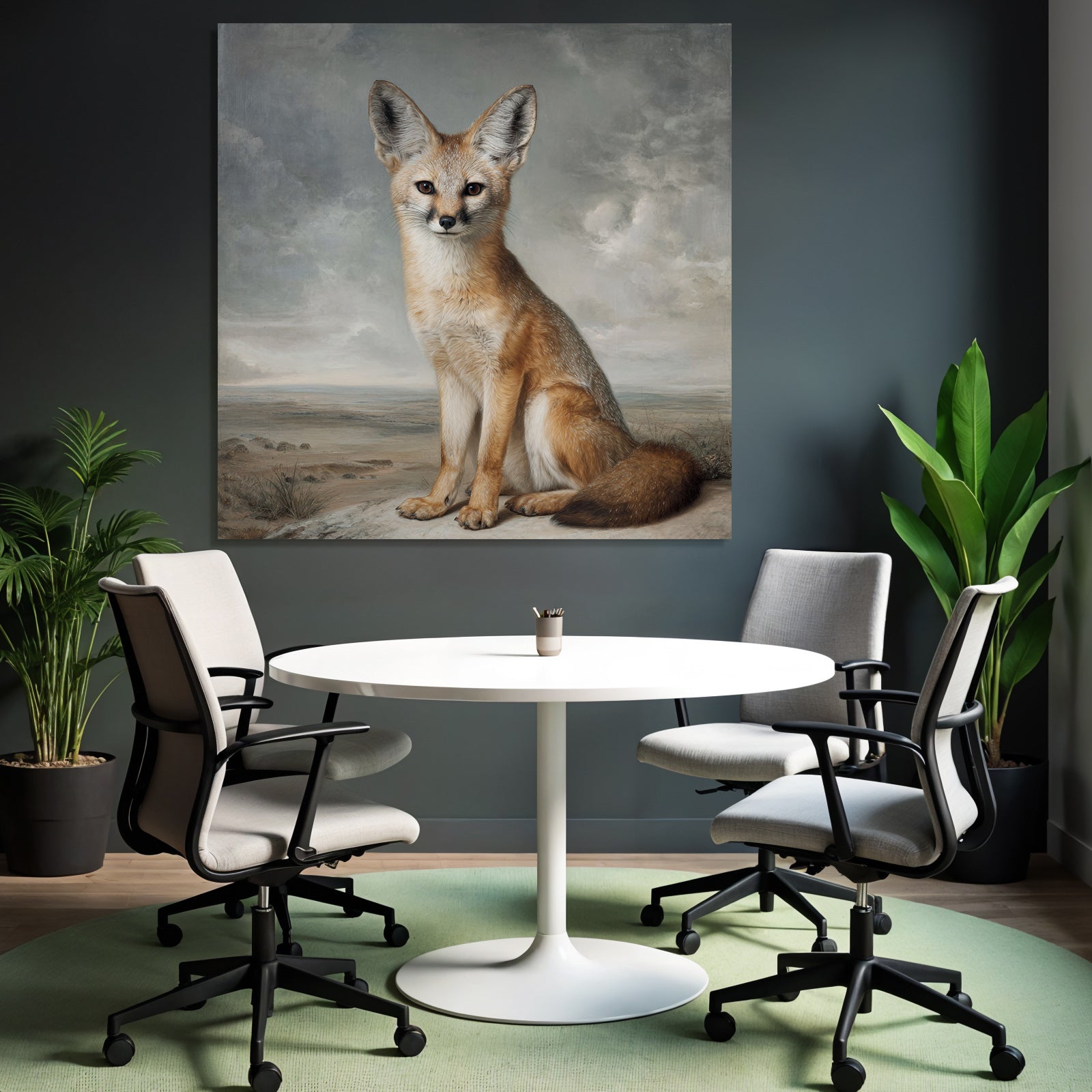 Realistische Kunst Eines Fuchses Im Naturlichen Hintergrund