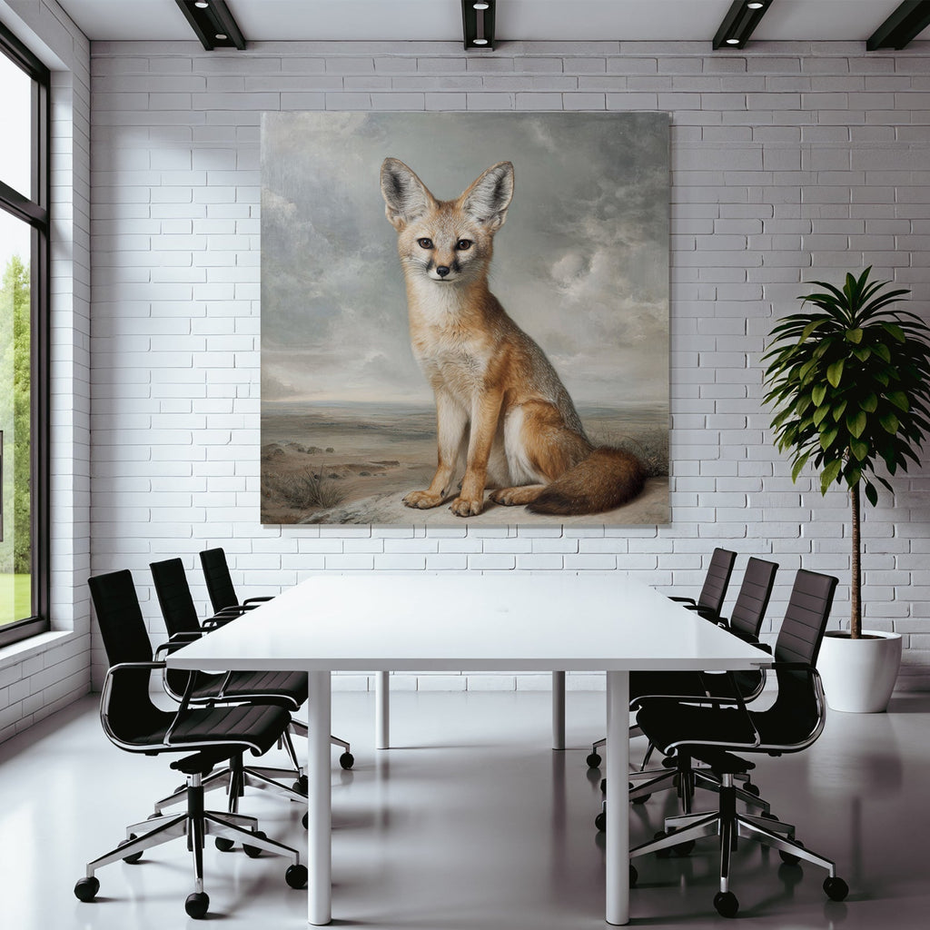 Realistische Kunst Eines Fuchses Im Naturlichen Hintergrund
