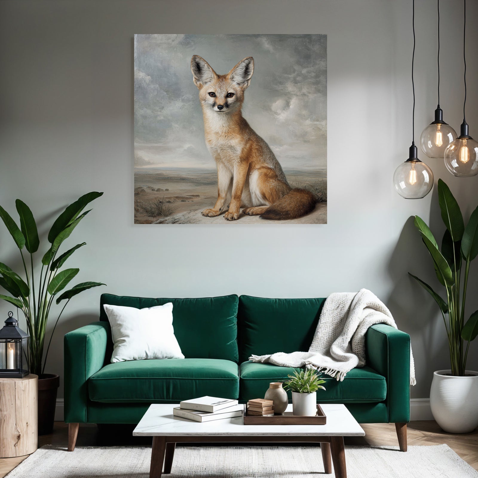 Realistische Kunst Eines Fuchses Im Naturlichen Hintergrund