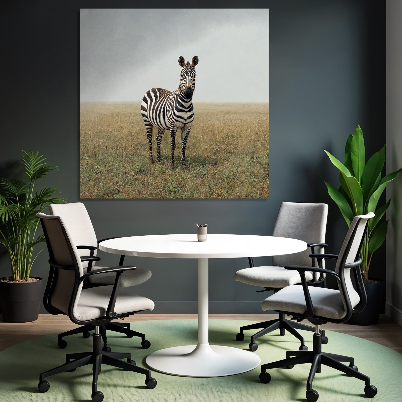 Zebra Im Grasigen Landscape