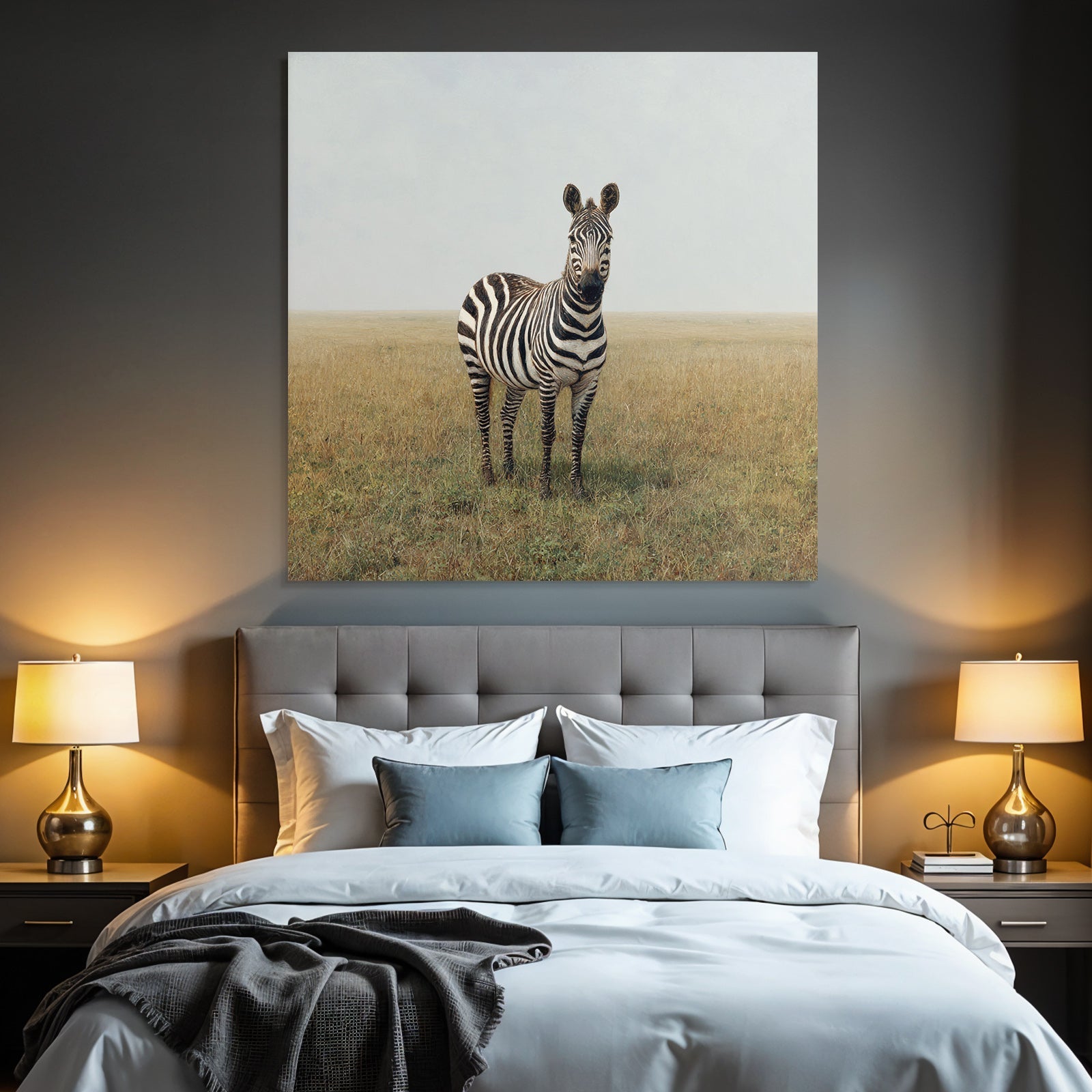 Zebra Im Grasigen Landscape