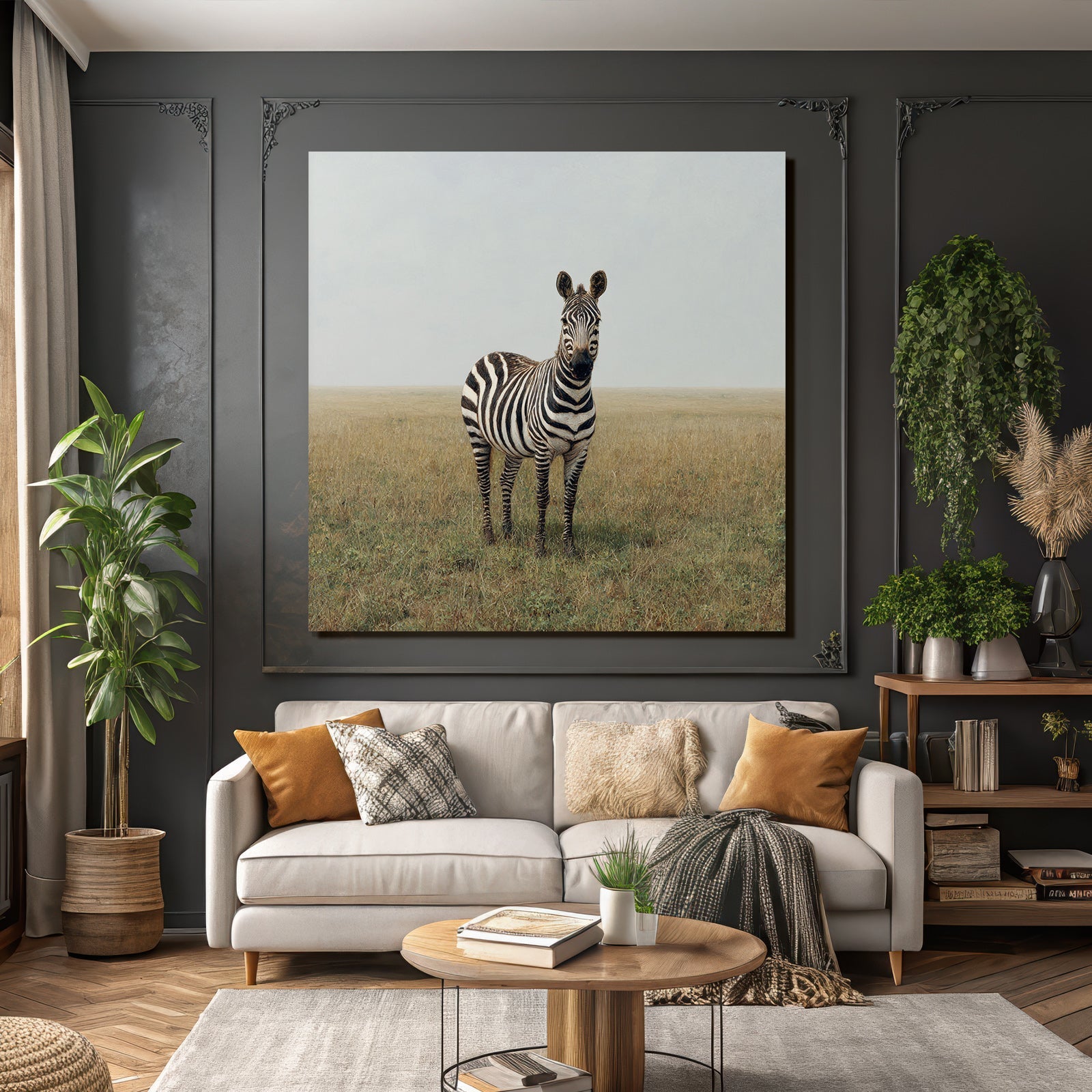 Zebra Im Grasigen Landscape