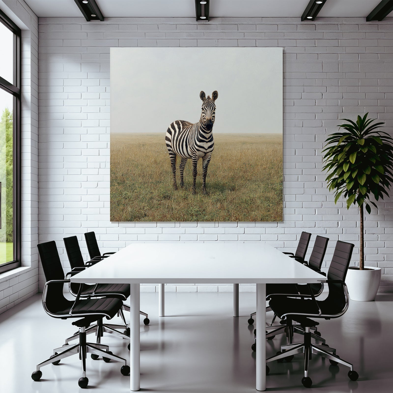 Zebra Im Grasigen Landscape