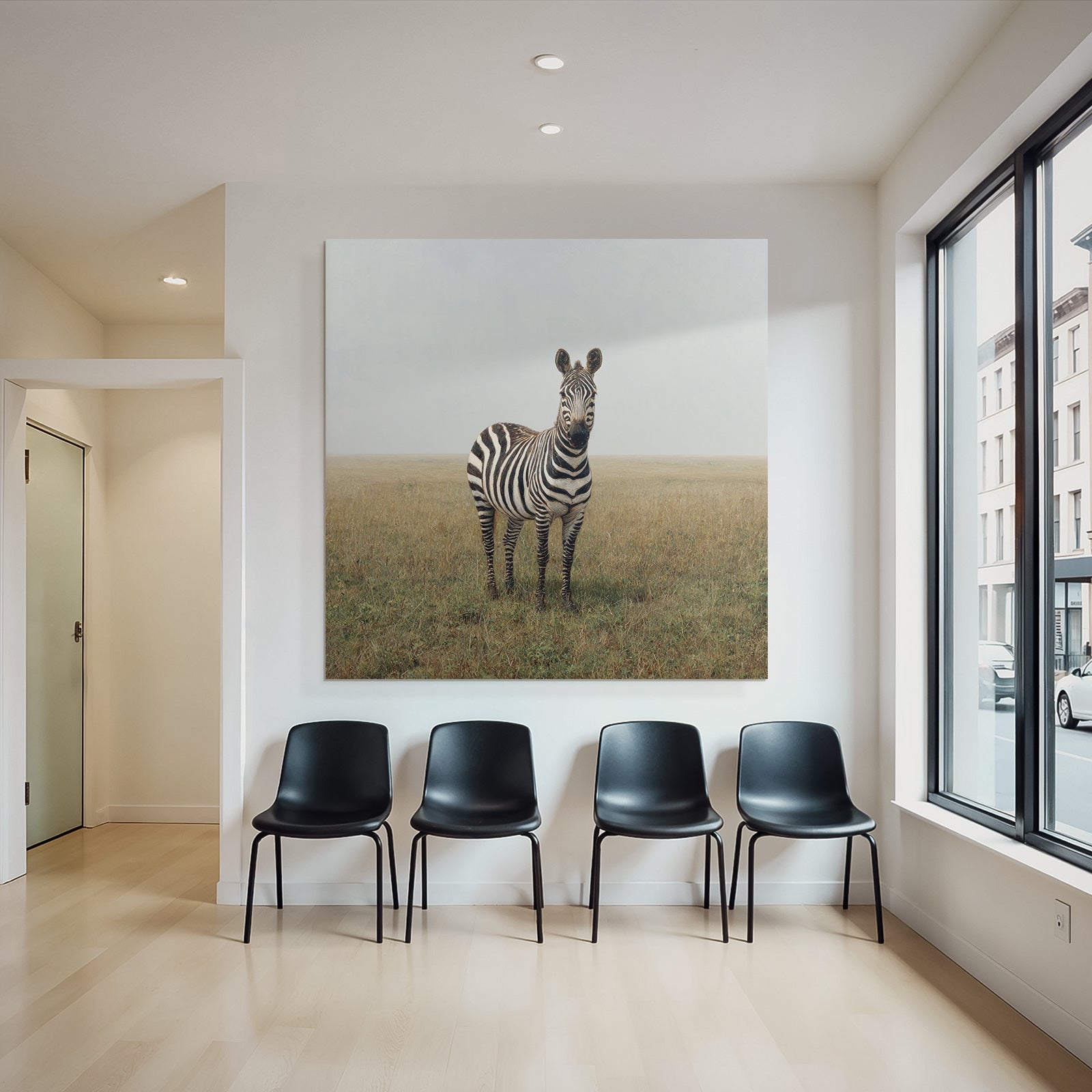 Zebra Im Grasigen Landscape