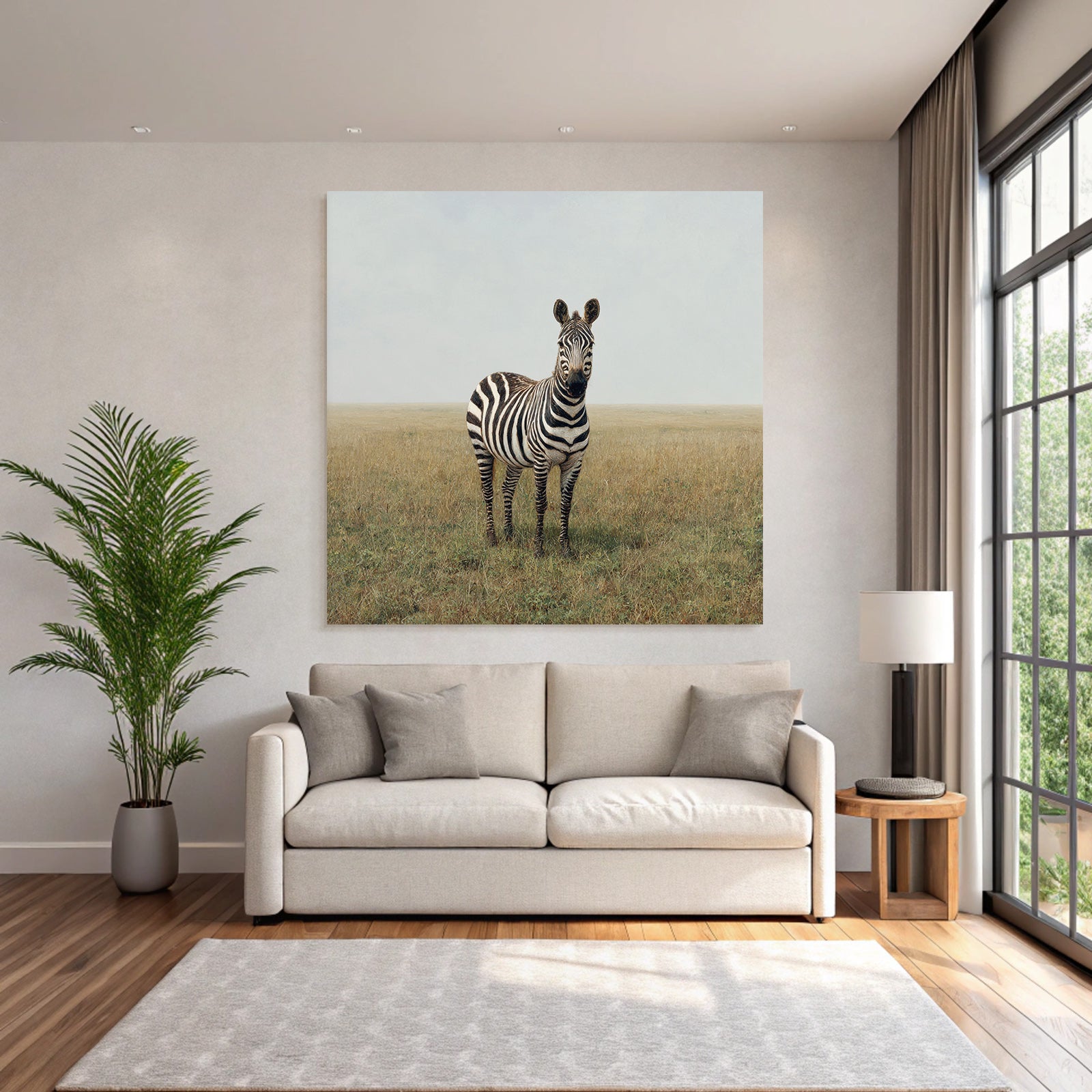 Zebra Im Grasigen Landscape