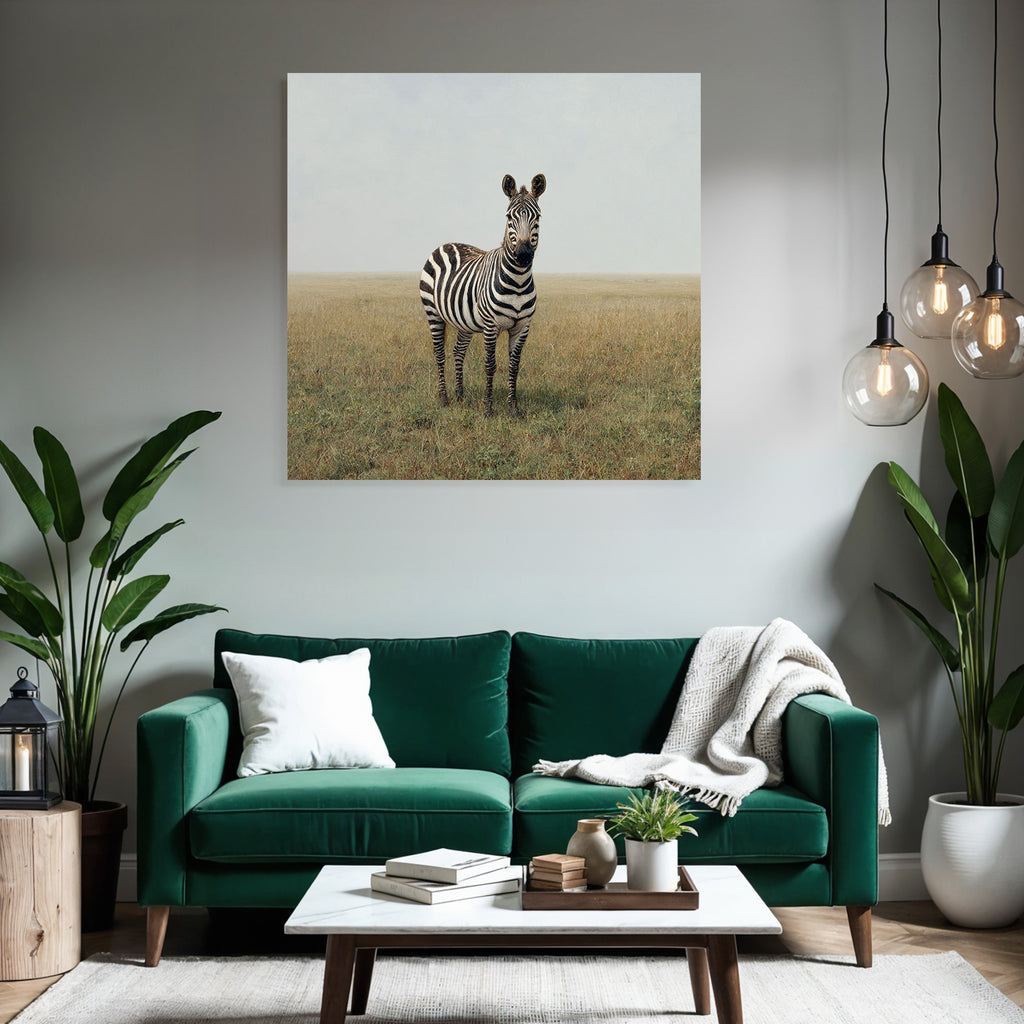 Zebra Im Grasigen Landscape