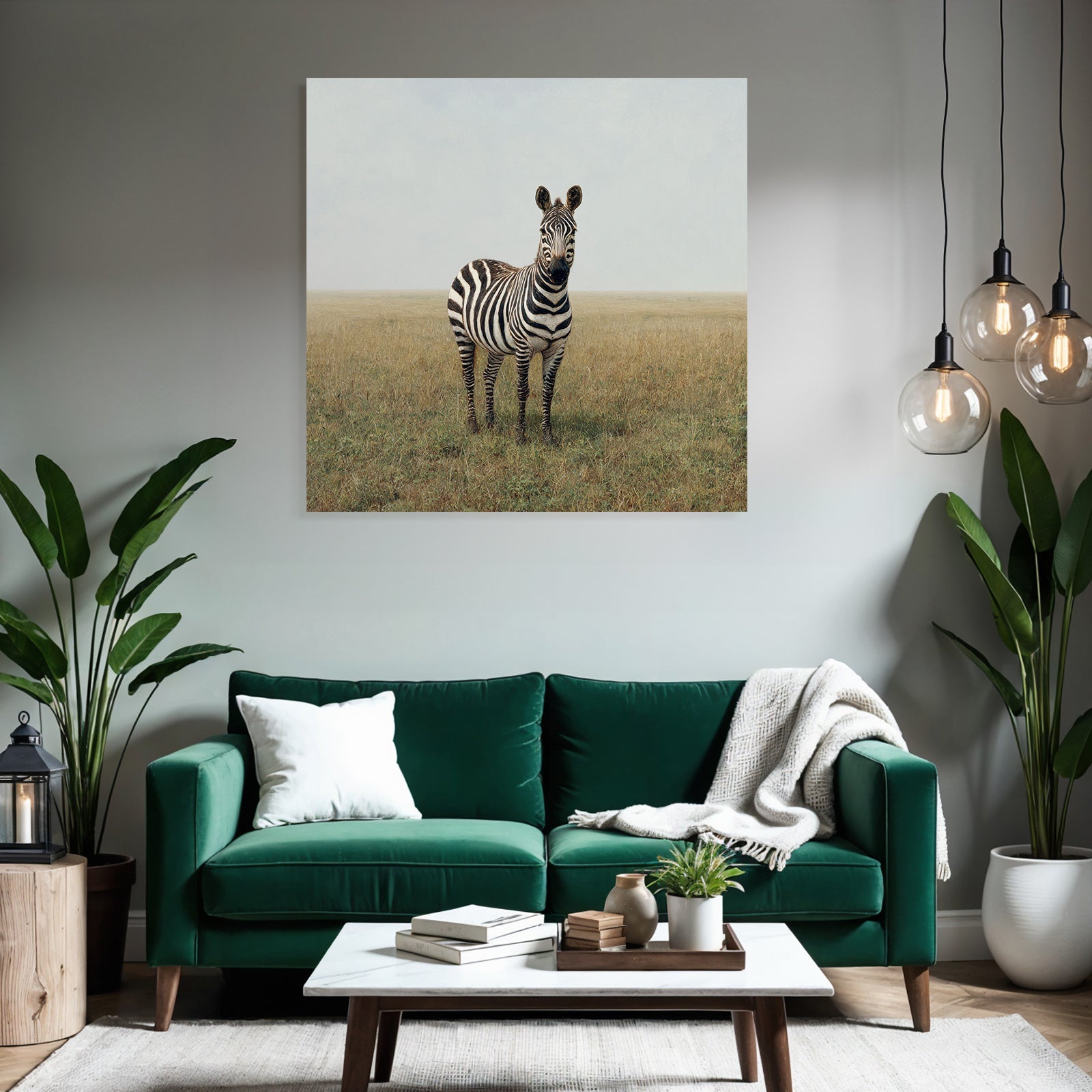 Zebra Im Grasigen Landscape