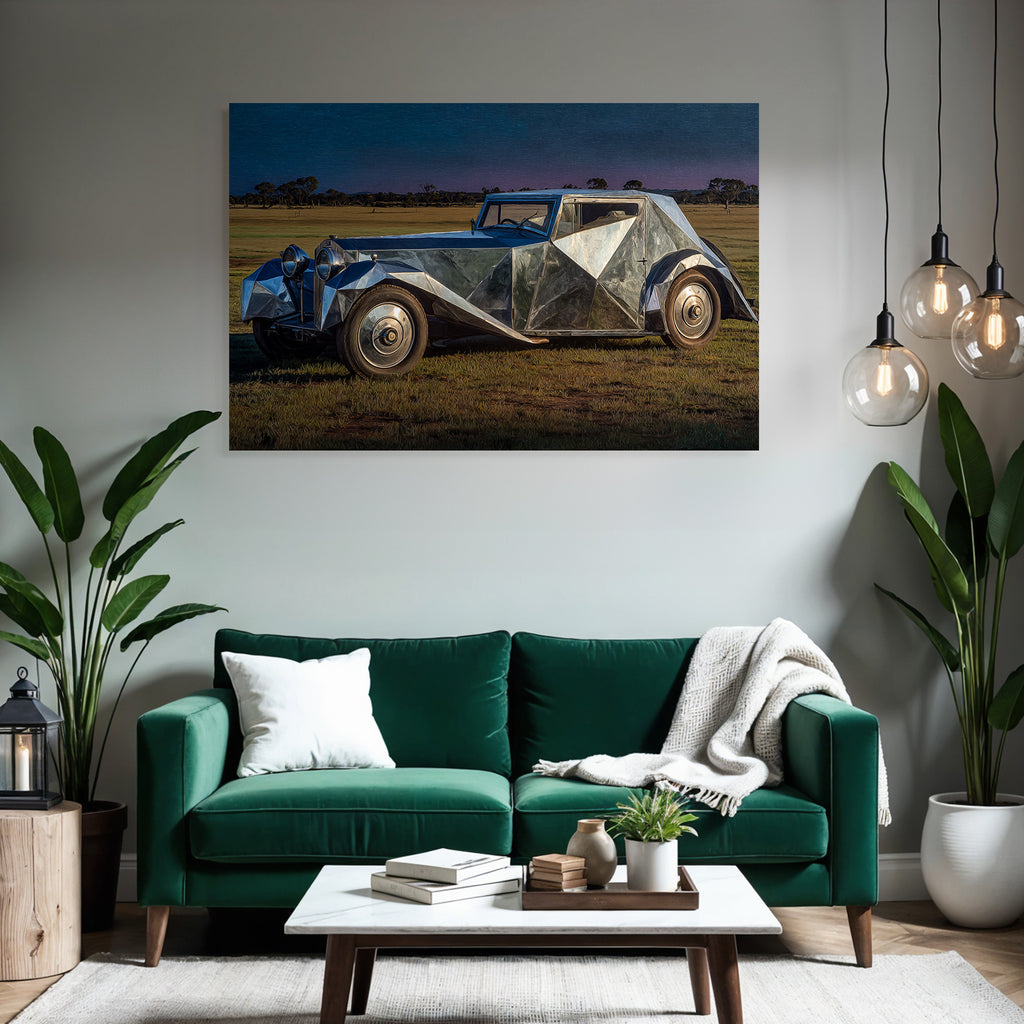 Einzigartiges Auto Reflekndes Design Skulpturartig Offenes Feld