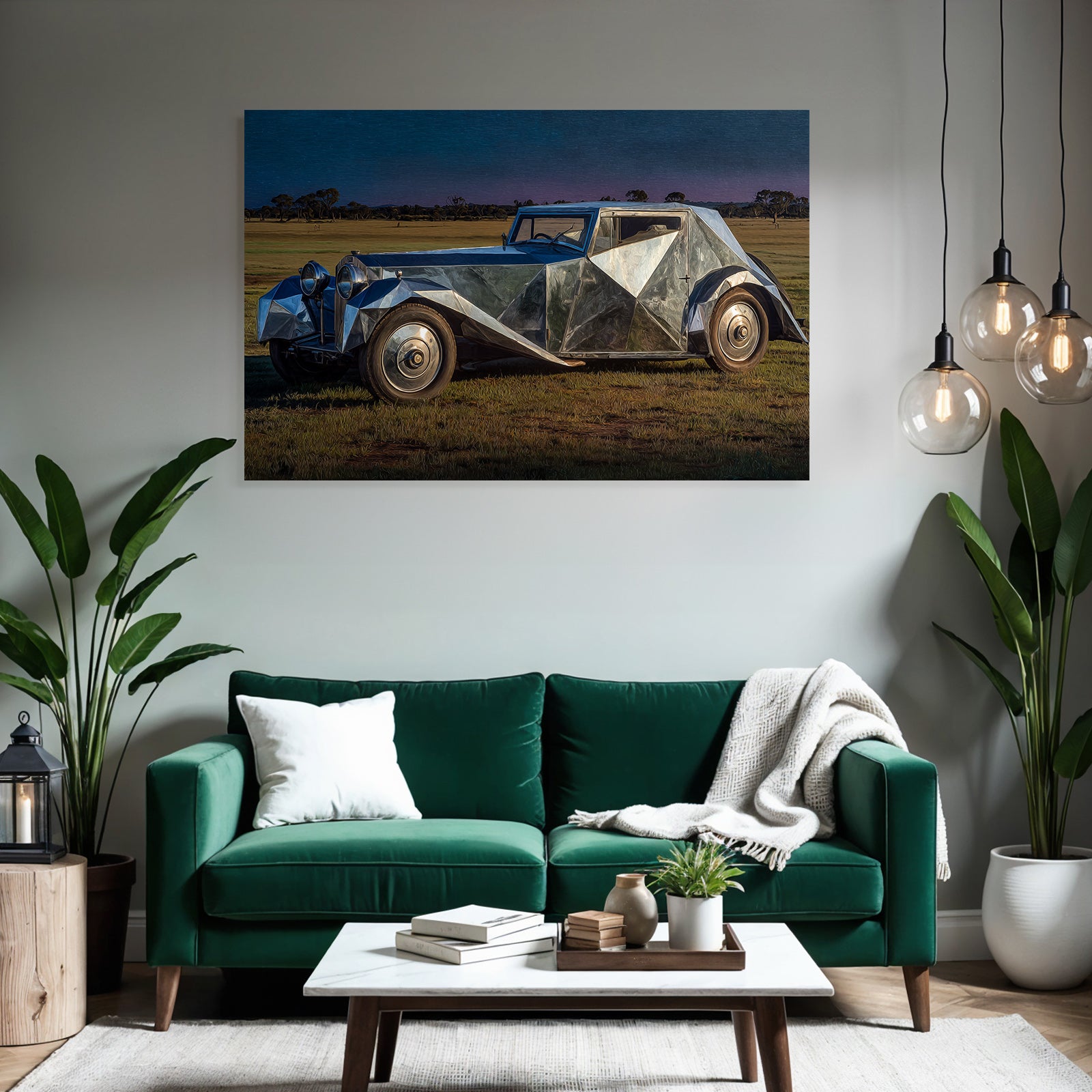 Einzigartiges Auto Reflekndes Design Skulpturartig Offenes Feld