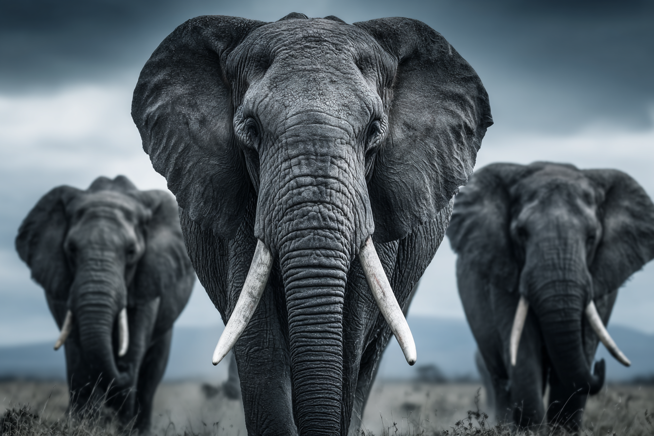 Elefanten Im Wildnis Dramatische Atmosphäre | Safari und Wildtiere | Tiere