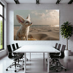 Fennecfuchs Am Strand Mit Ozean Hintergrund