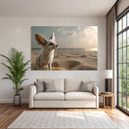 Fennecfuchs Am Strand Mit Ozean Hintergrund