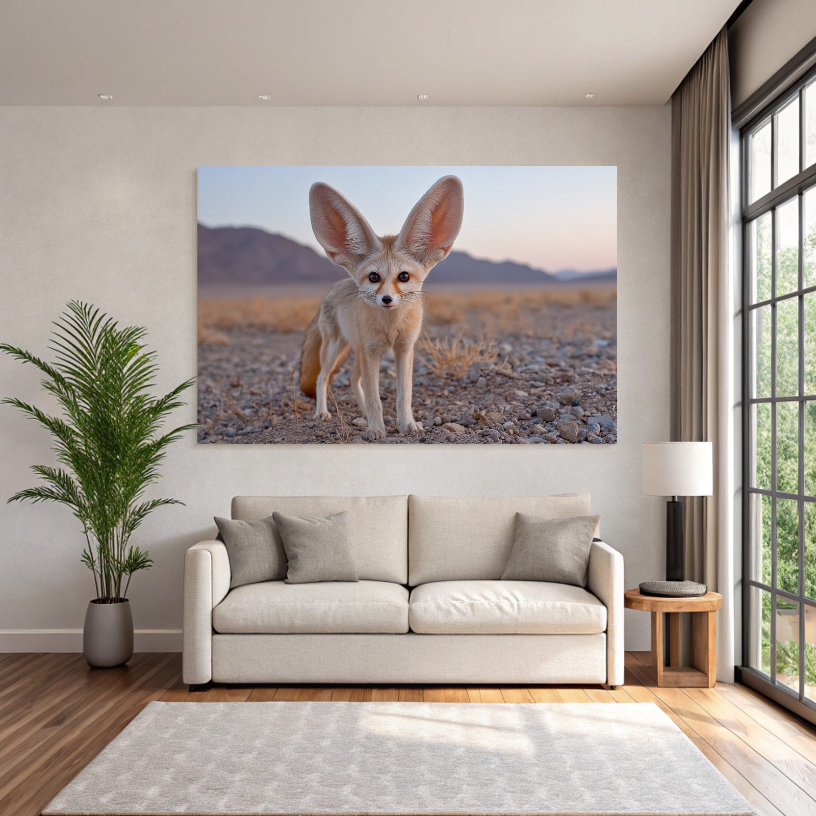 Fennecfuchs In Der Wüste Mit Grossen Ohren