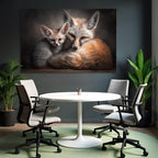 Fuchs Und Jungtier Naheaufnahme Orange Und Weiss