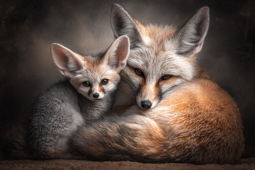 Fuchs Und Jungtier Naheaufnahme Orange Und Weiss | Safari und Wildtiere | Tiere