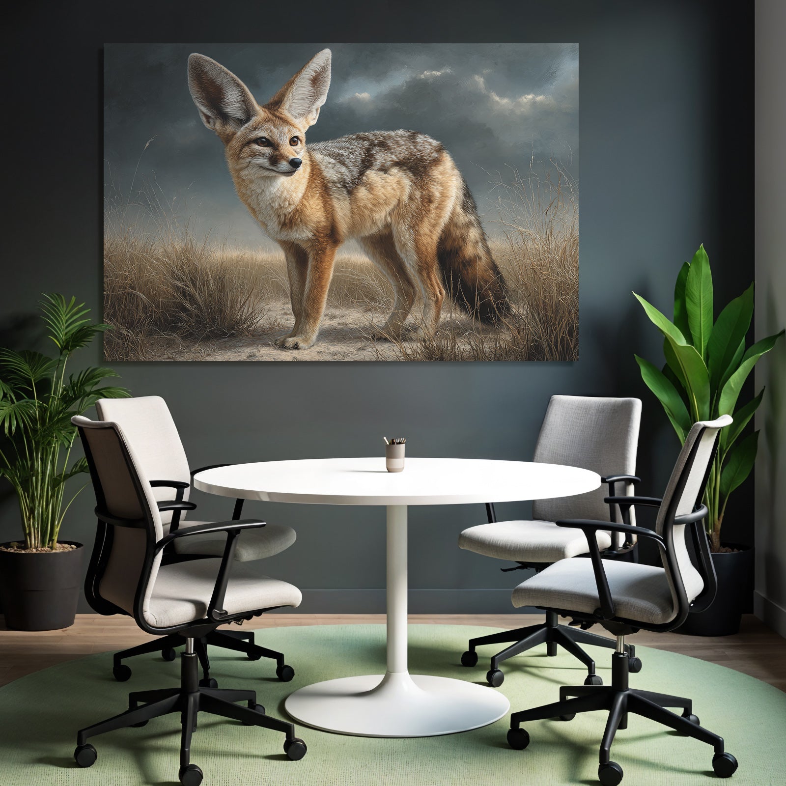Fuchsartiges Tier Im Natur Umfeld Mit Grossen Ohrern Buschigem Schwanz Und Fell Texture