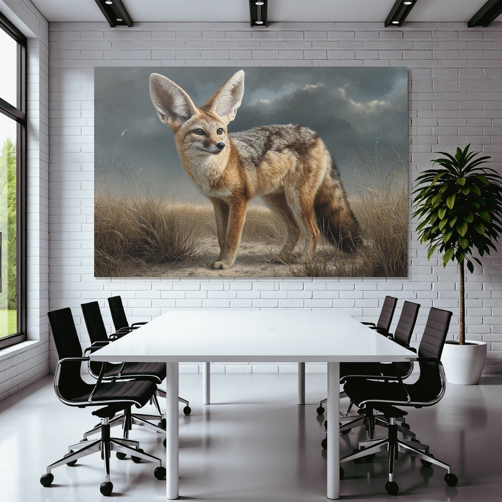 Fuchsartiges Tier Im Natur Umfeld Mit Grossen Ohrern Buschigem Schwanz Und Fell Texture