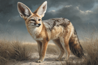 Fuchsartiges Tier Im Natur Umfeld Mit Grossen Ohrern Buschigem Schwanz Und Fell Texture | Safari und Wildtiere | Tiere