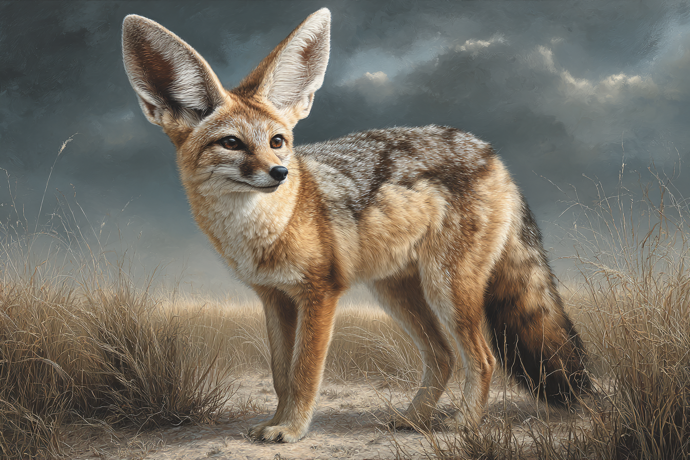 Fuchsartiges Tier Im Natur Umfeld Mit Grossen Ohrern Buschigem Schwanz Und Fell Texture | Safari und Wildtiere | Tiere