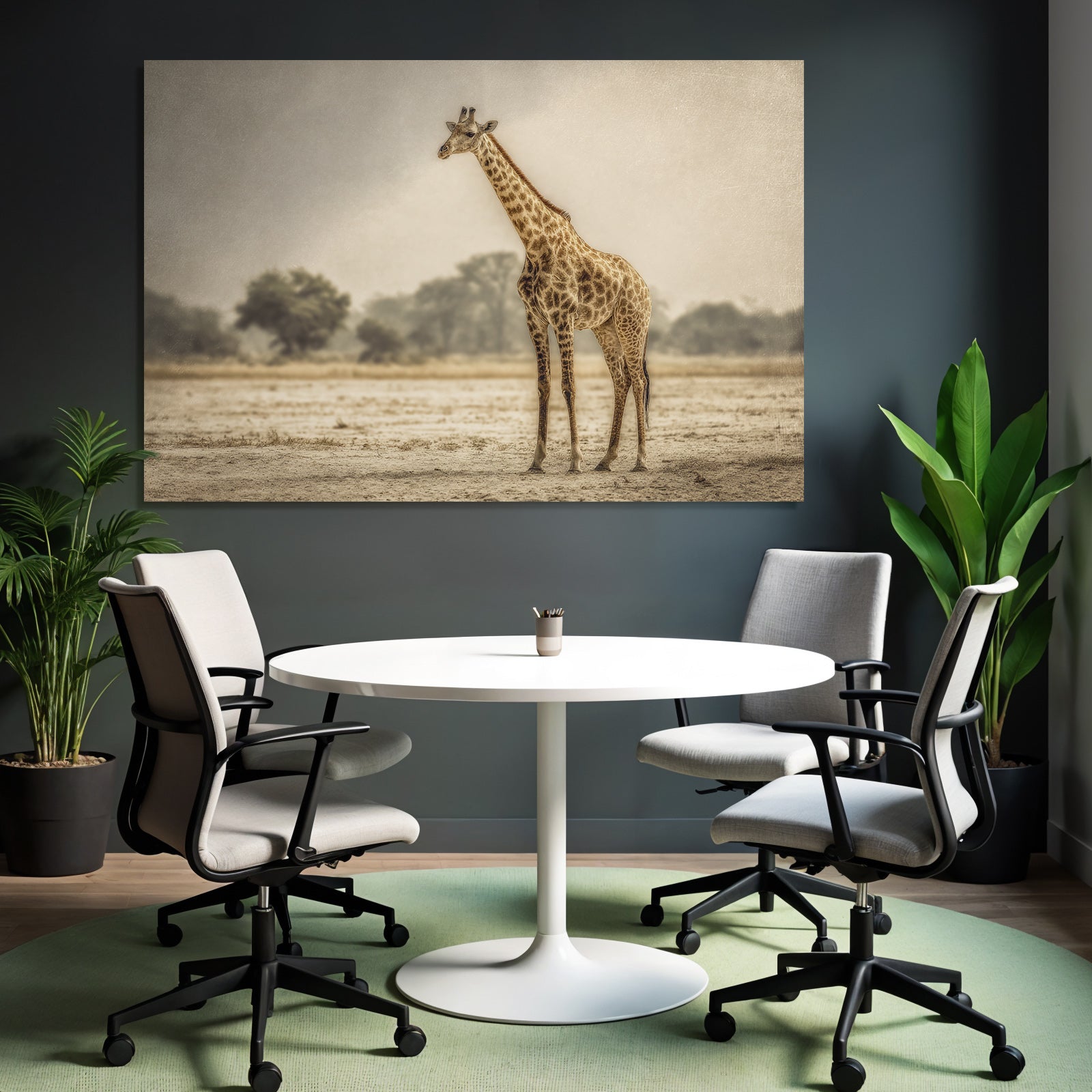 Giraffe In Natur Entspannt Kunstvoll Mit Weichen Farben