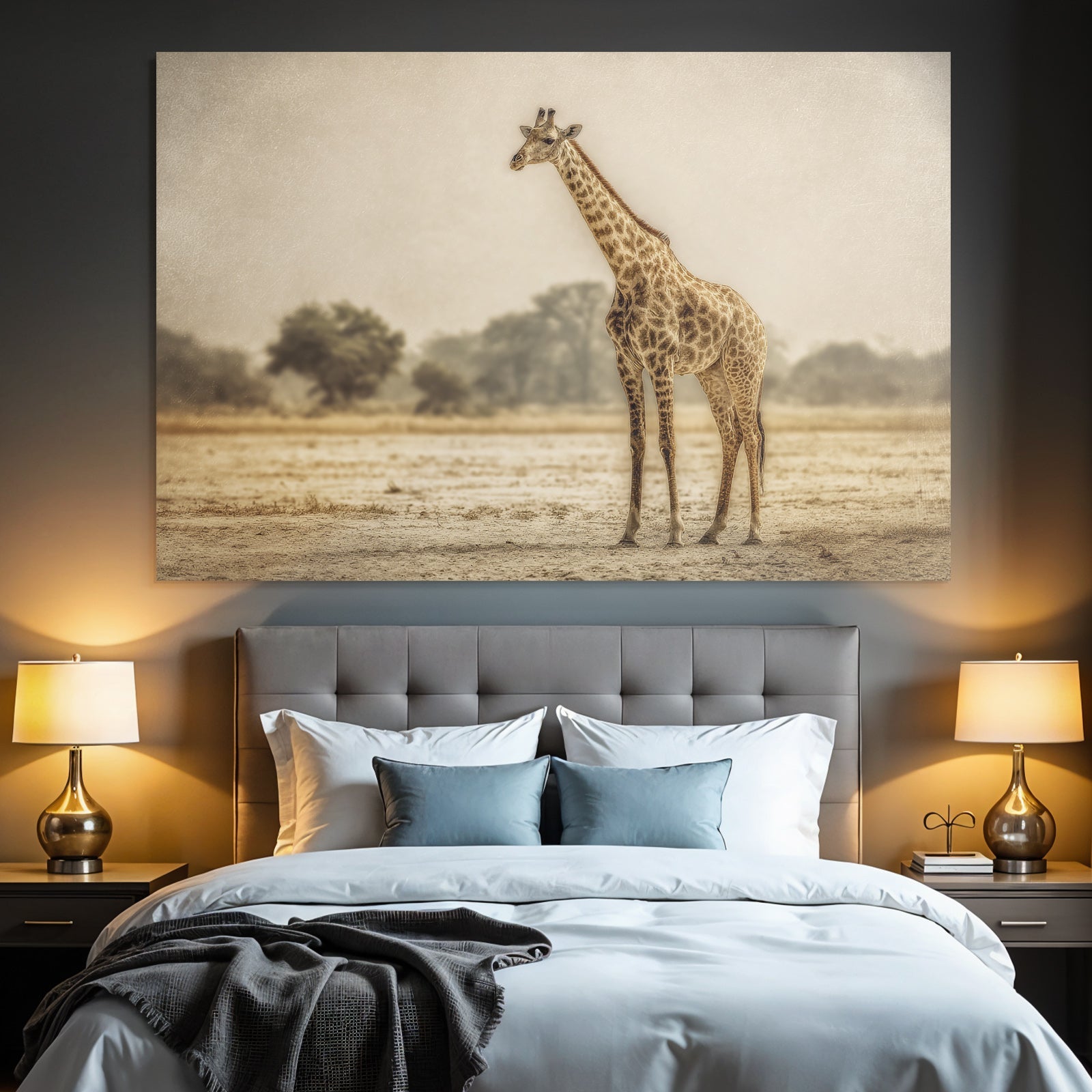 Giraffe In Natur Entspannt Kunstvoll Mit Weichen Farben