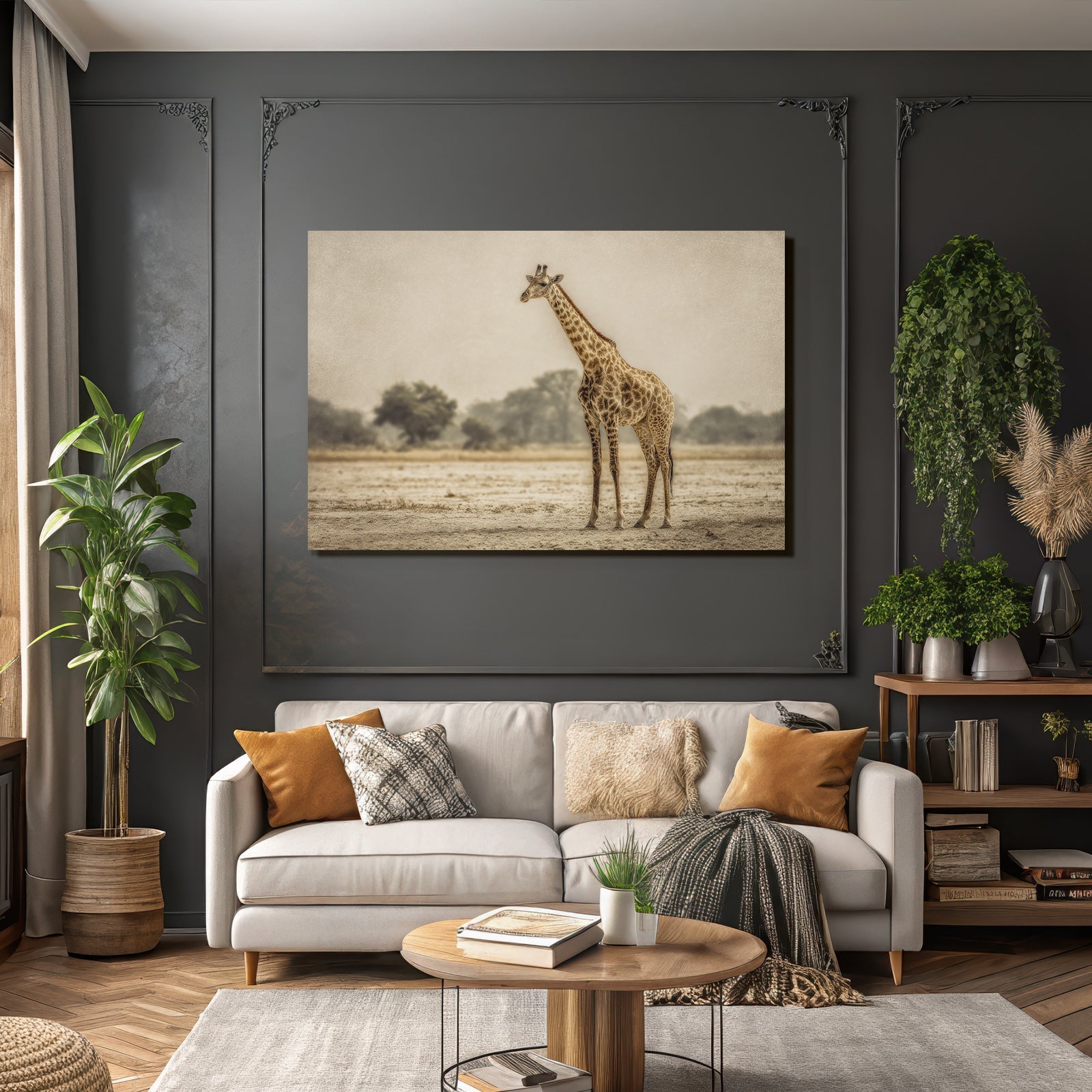 Giraffe In Natur Entspannt Kunstvoll Mit Weichen Farben