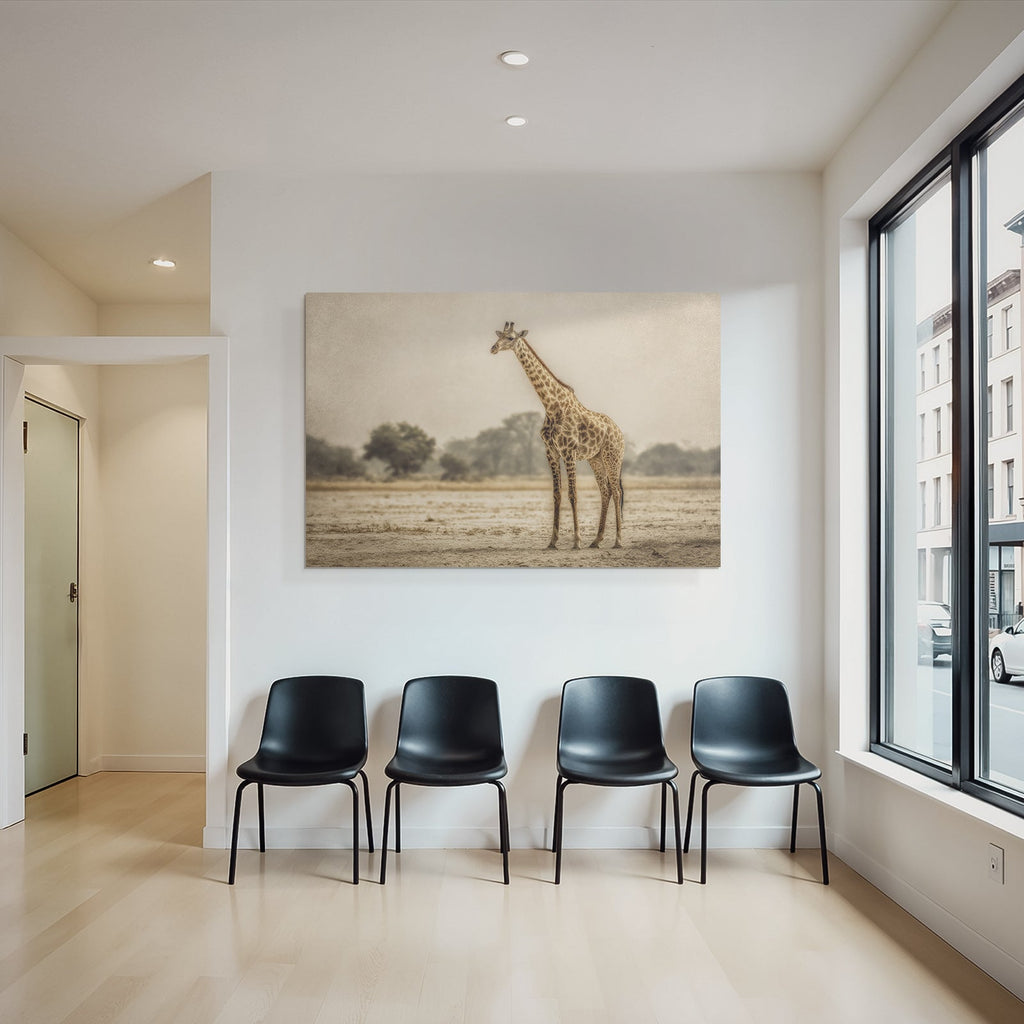 Giraffe In Natur Entspannt Kunstvoll Mit Weichen Farben